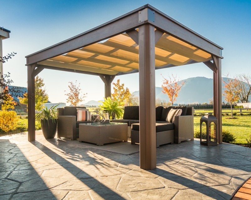 The front view of an open air Arctic Spas Gazebo Lugano