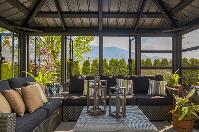 The view of an inside of a Fully Enclosed Arctic Spas Whistler Gazebo