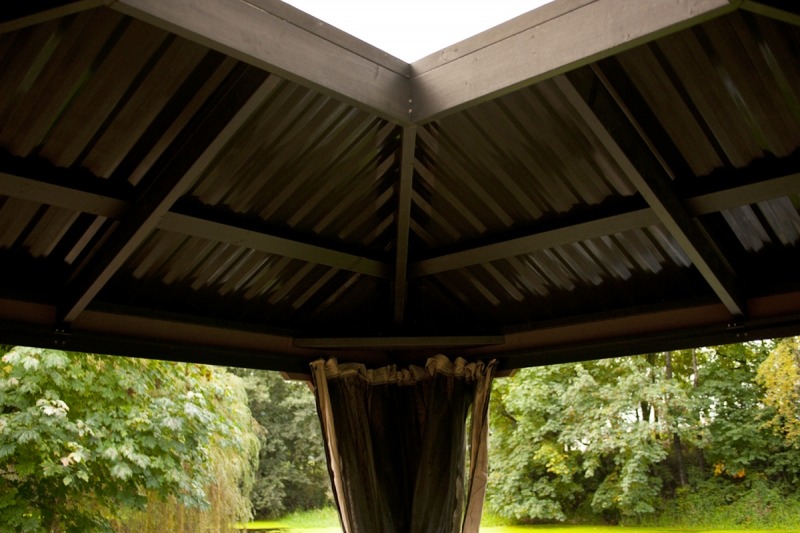 The roof inside corner view of an open air Gazebo Victoria